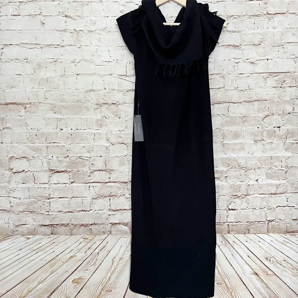 The Limited cowl neck fringe sweater dress